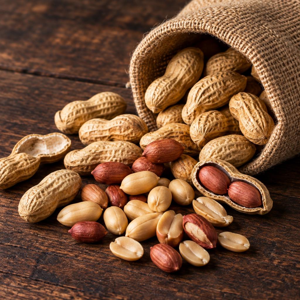 Fresh peanuts in their shells
